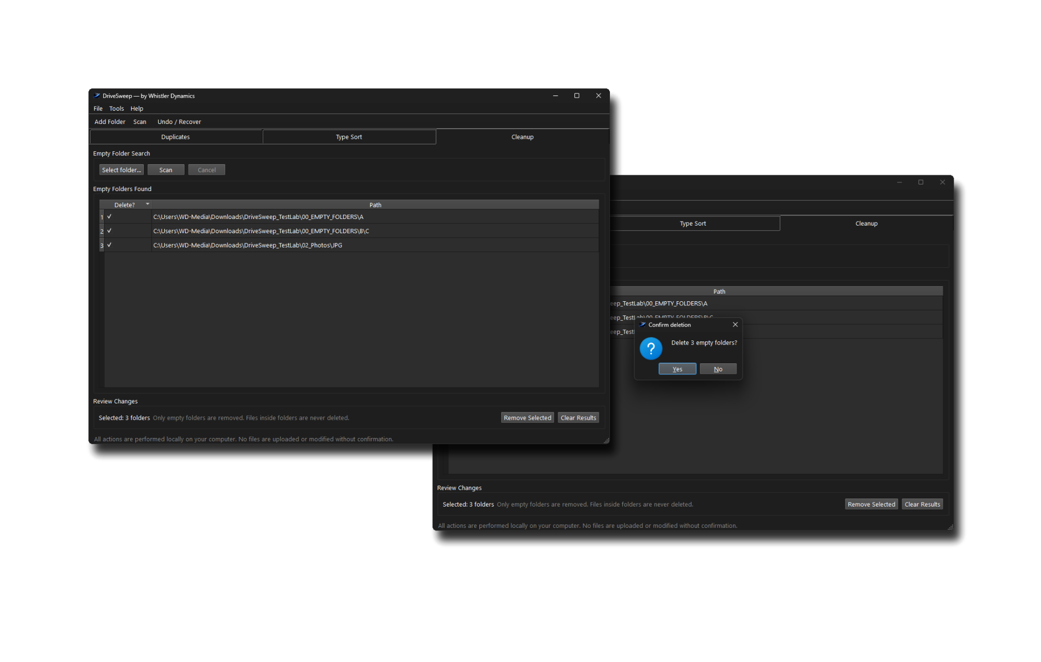 DriveSweep Empty Folder Cleanup preview